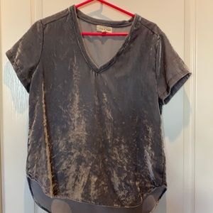 Cloth and stone grey velvet top